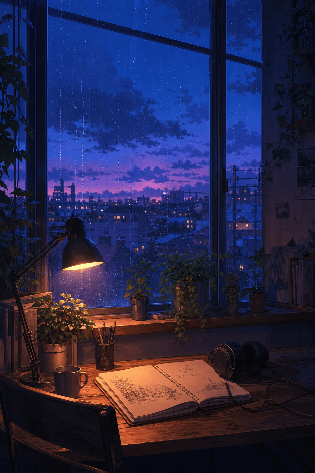 ローファイ背景の生成例